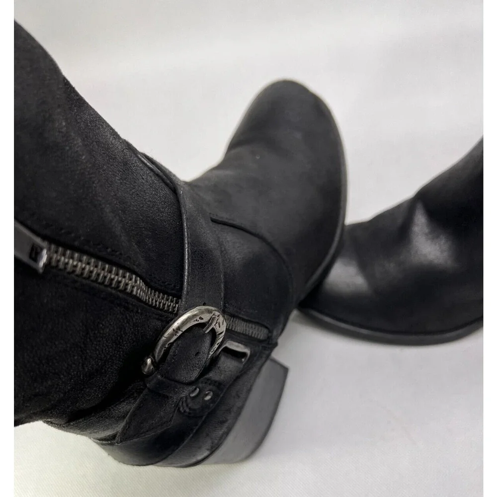 BARETRAPS Womens Willow Black Heeled Riding Boots Round Toe Stacked Heel 11M